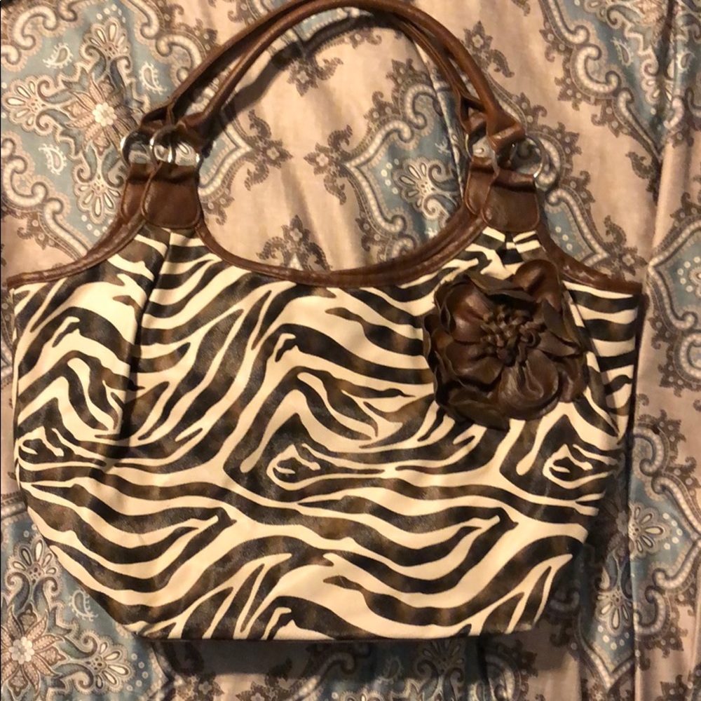 Brown zebra print purse